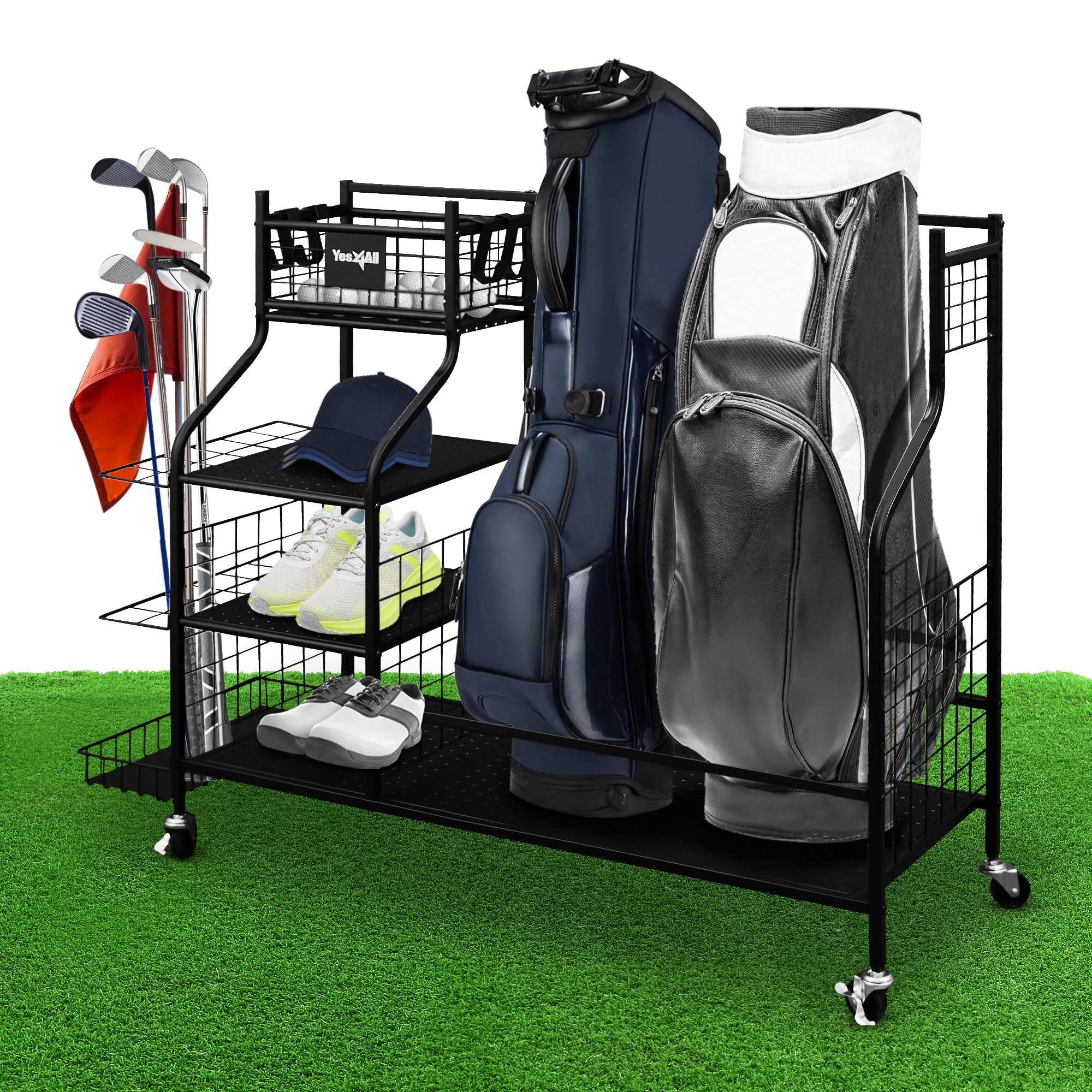 Yes4All Golf Storage Garage Organizer, Golf Bag Storage Stand And Other Golfing Equipment Rack, Extra Storage Rack For Golf Club