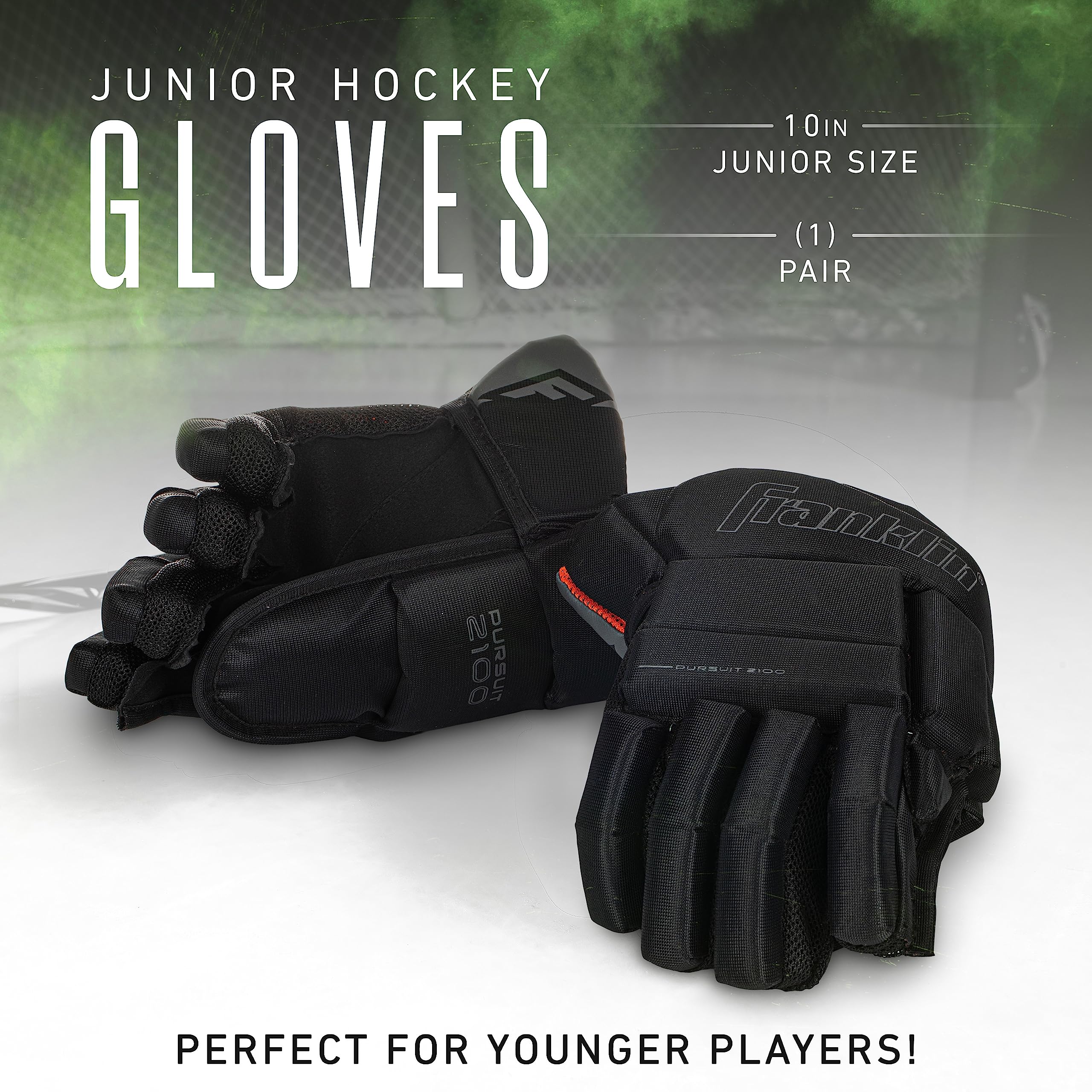 Franklin Sports Ice Hockey Gloves - 10'' Youth Gloves - Thumb Lock System - Flexible Full Motion Cuff - Perfect For Kids