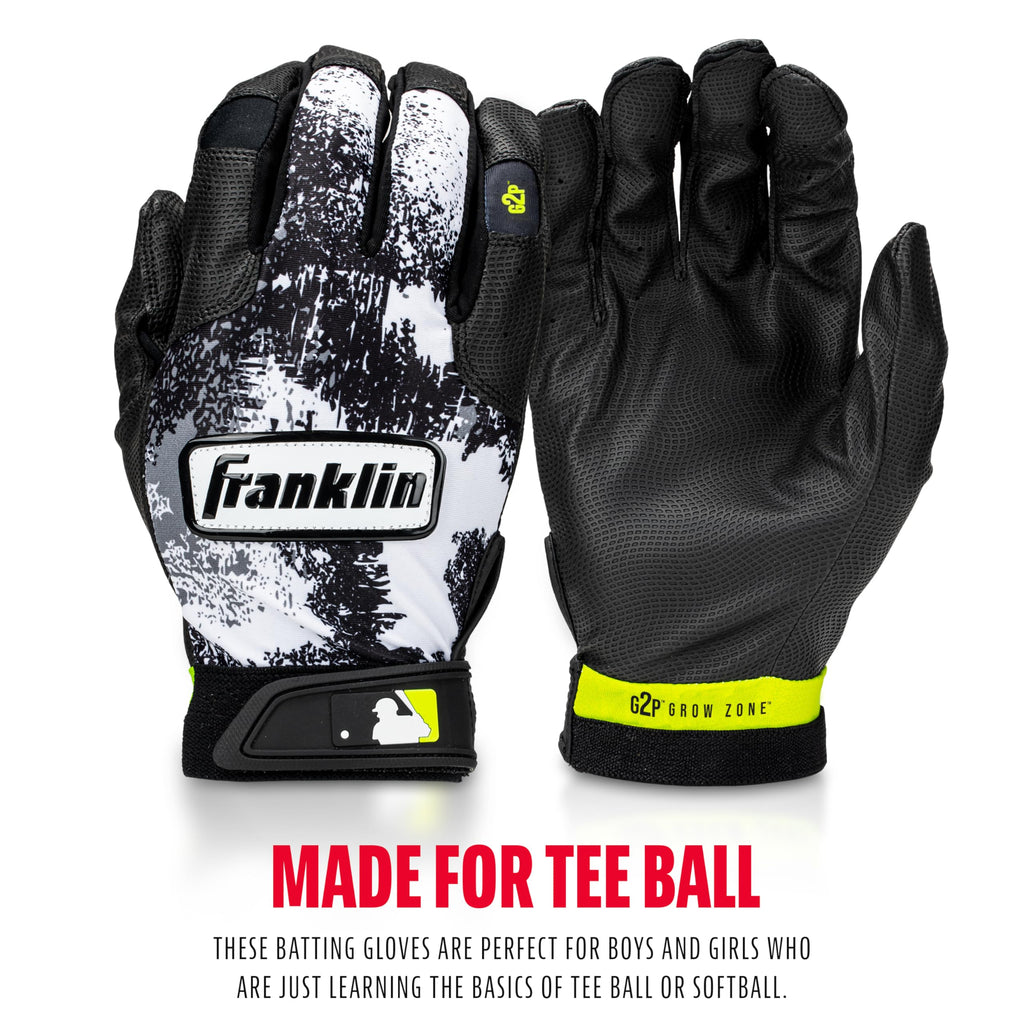Franklin Sports Grow To Pro Youth Batting Gloves - Black/White - Xx-Small