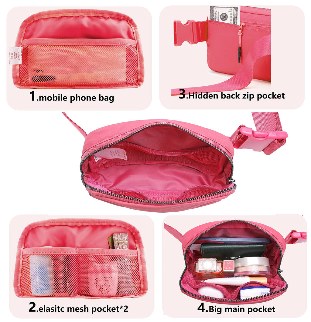 Fanny Belt Bag Waist Pack Crossbody Bags Bum Bag For Running Hiking Travel Workout Adjustable Strap For Women-Watermelon Red