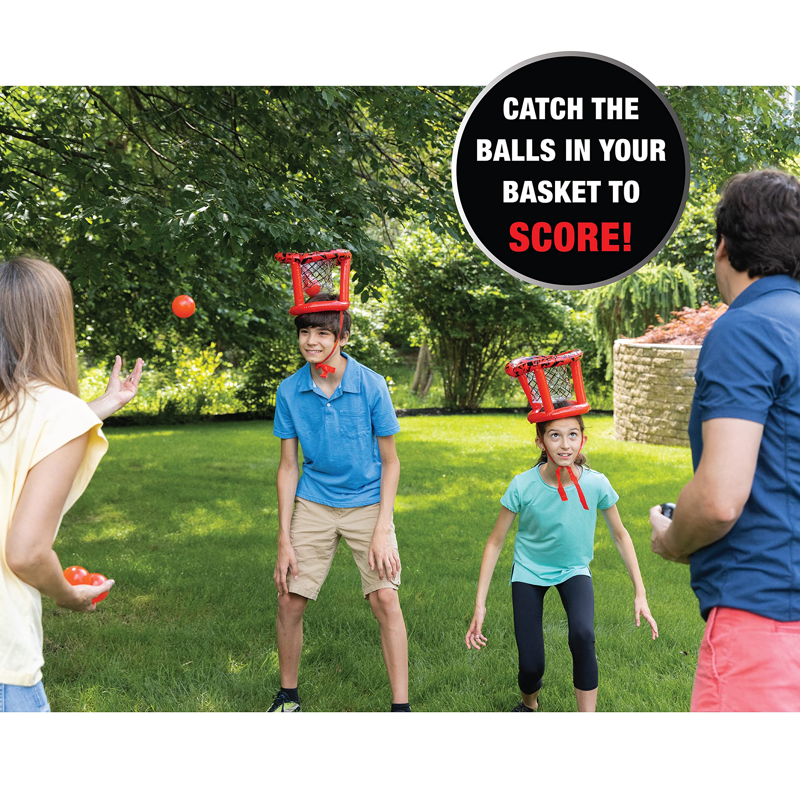 Wicked Big Sports Inflatable Basket Heads, Funny Basketball Or Toss Game For Outdoor Or Indoor Play, Red (1913)