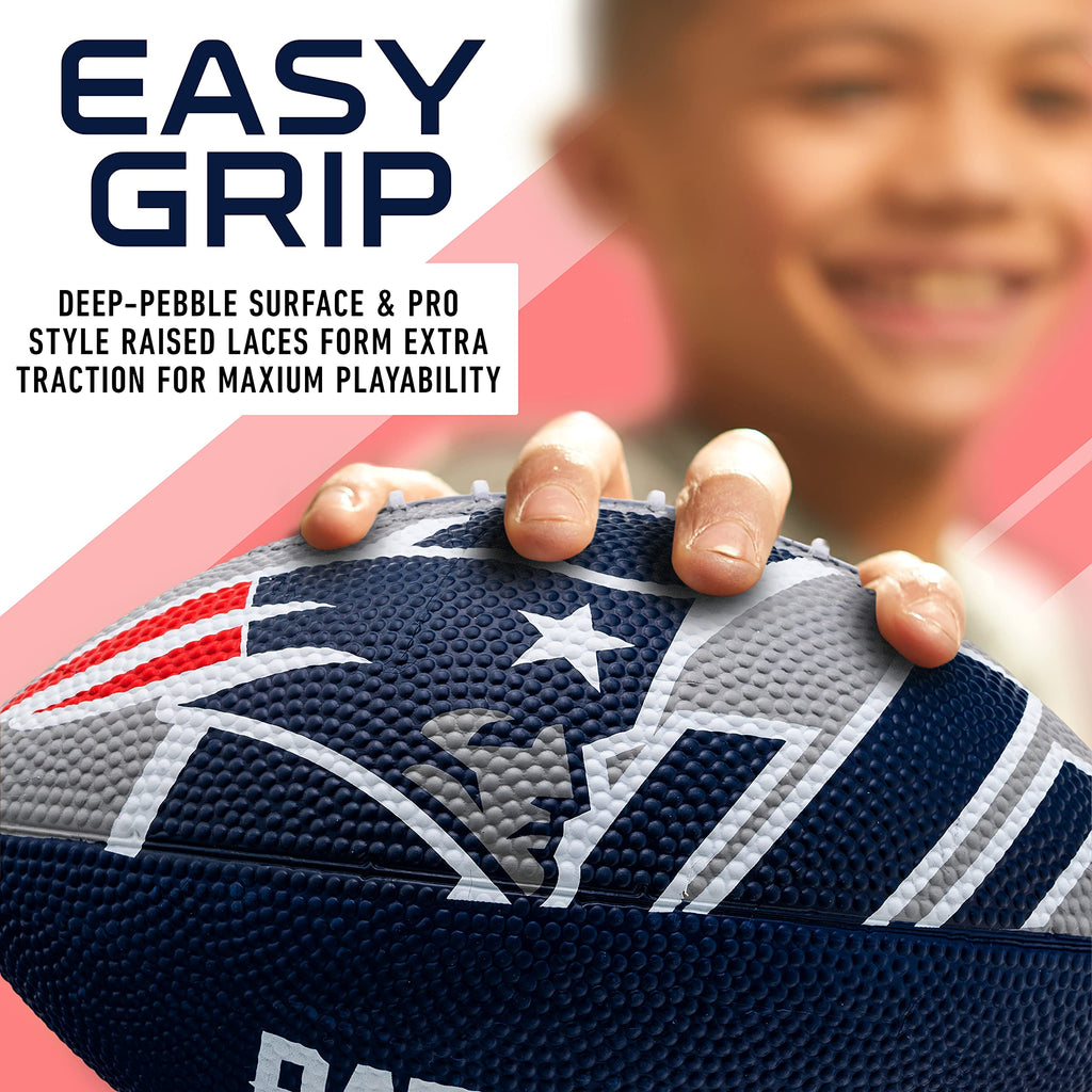 Franklin Sports Nfl New England Patriots Football - Youth Football - Mini 8.5'' Rubber Ball - Perfect For Kids - Team Logos And