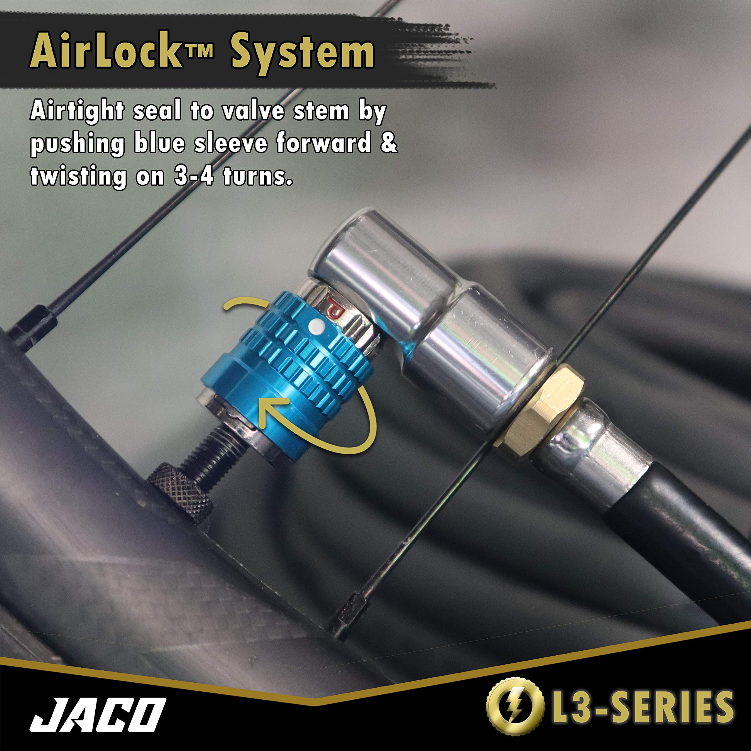Jaco Lightning Bike Tire Air Chuck (L3-Series) | Presta & Schrader Valves | Open Flow, 1/4'' F-Npt (2 Pack)