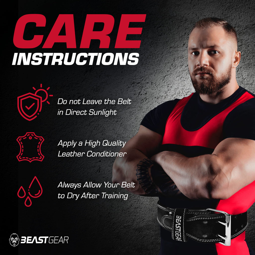 Beast Gear Weight Lifting Belt For Women & Men - Leather Powerbelt With Back And Core Support For Weightlifting, Strength Traini