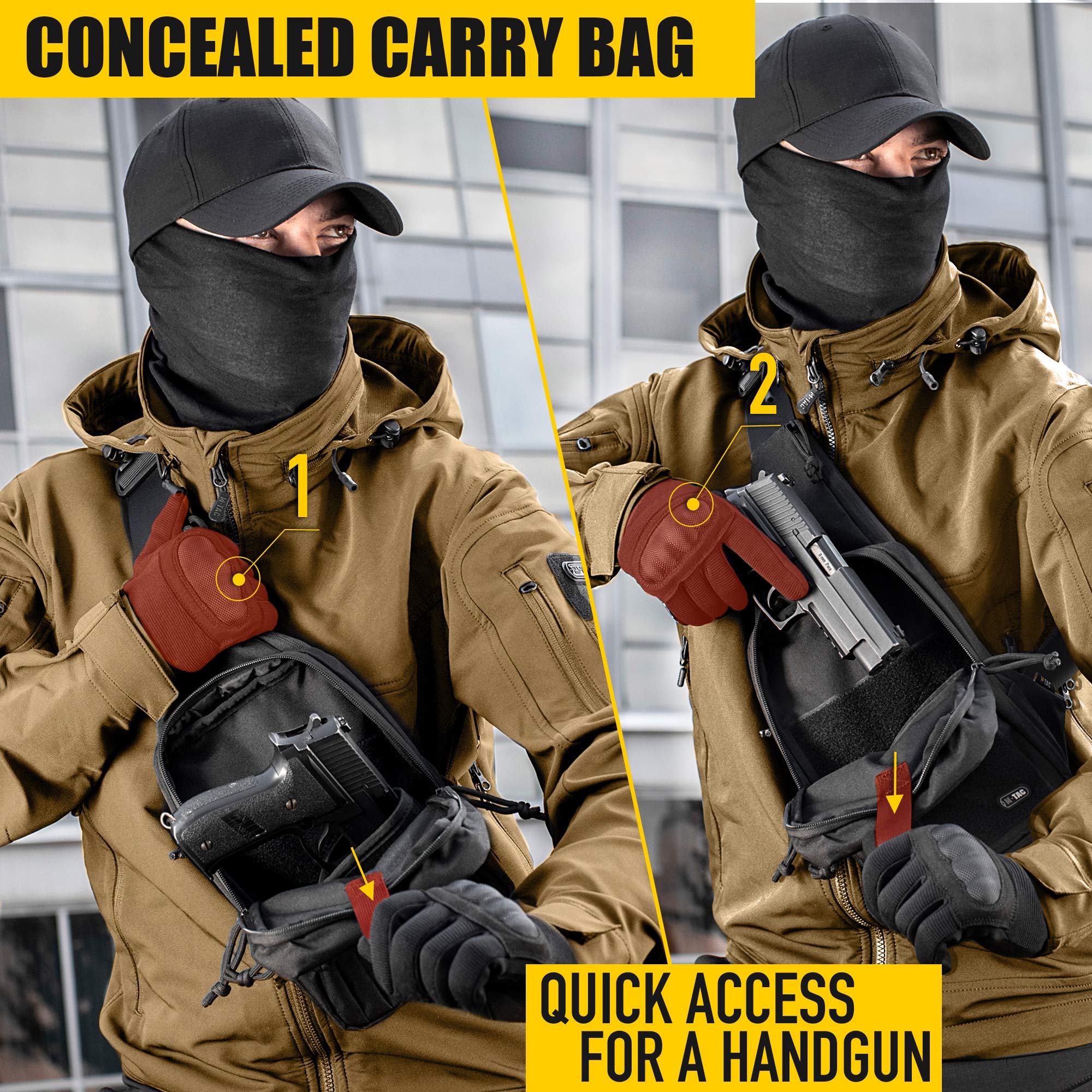 M-Tac Sling Bag for Men & Women - EDC Shoulder Pack - Crossbody Tactical Chest Bag - Everyday Tactical Gear (Black Loop Panel)