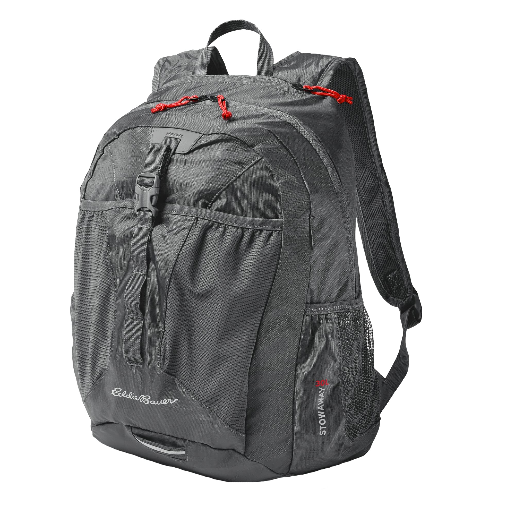 Eddie Bauer Stowaway Packable Backpack-Made from Ripstop Polyester, Dark Smoke, 30L