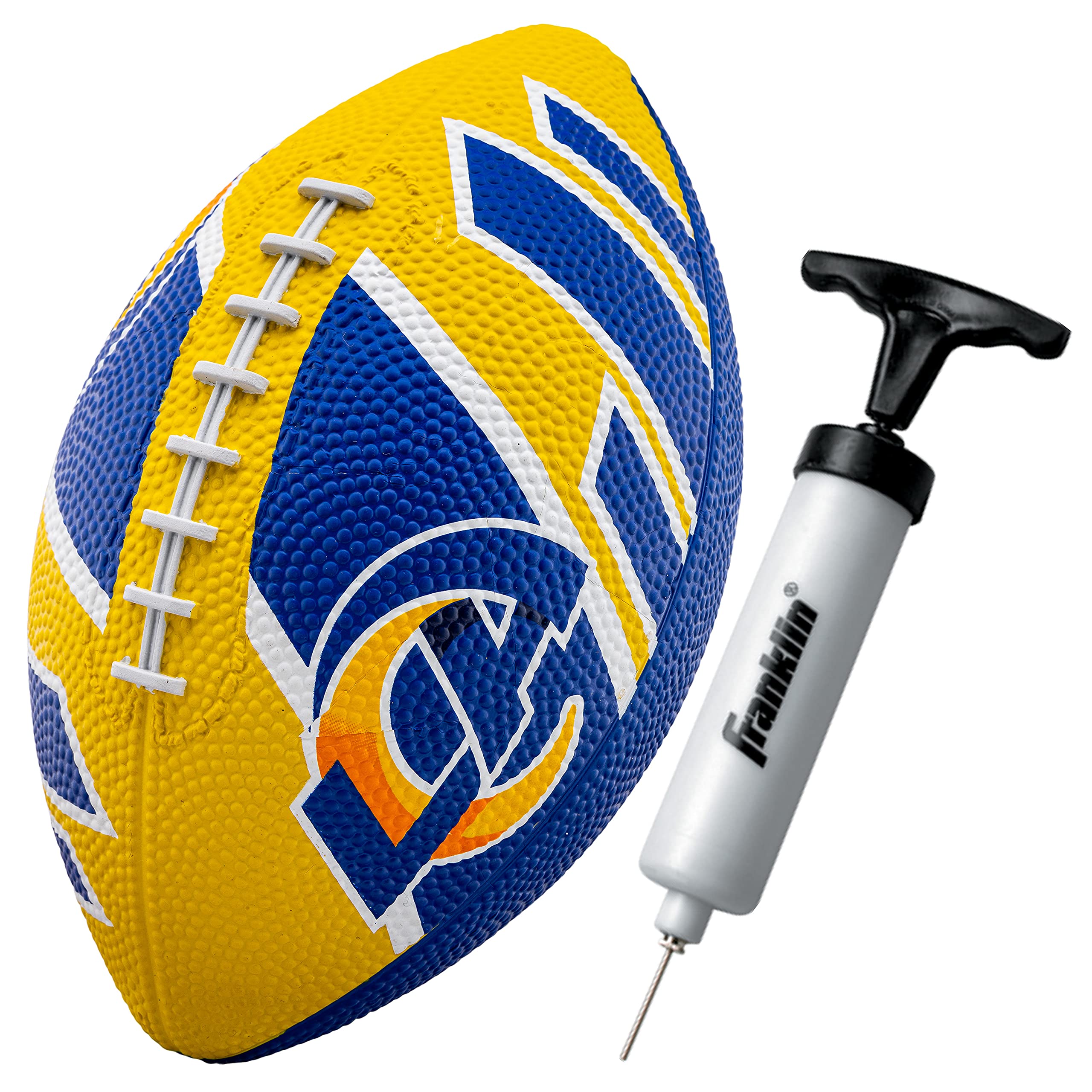 Franklin Sports NFL Los Angeles Rams Football - Youth Football - Mini 8.5 Rubber Ball - Perfect for Kids - Team Logos and Colors