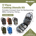 Camp Kitchen Cooking Utensil Set Travel Organizer Grill Accessories Portable Compact Gear For Backpacking Bbq Camping Hiking Tra