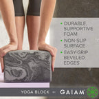 Gaiam Yoga Block - Supportive Latex-Free Eva Foam Soft Non-Slip Surface For Yoga, Pilates, Meditation (Athenian Blush) (05-64086