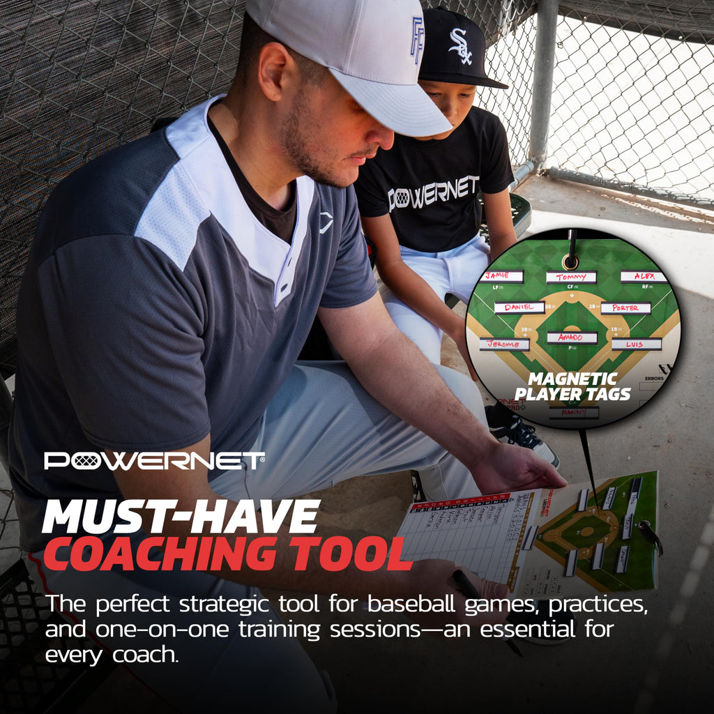 Powernet Magnetic Baseball Softball Lineup Coaching Board Double Sided With Fence Clip 2 Dry Erase Markers Weatherproof Sealed E