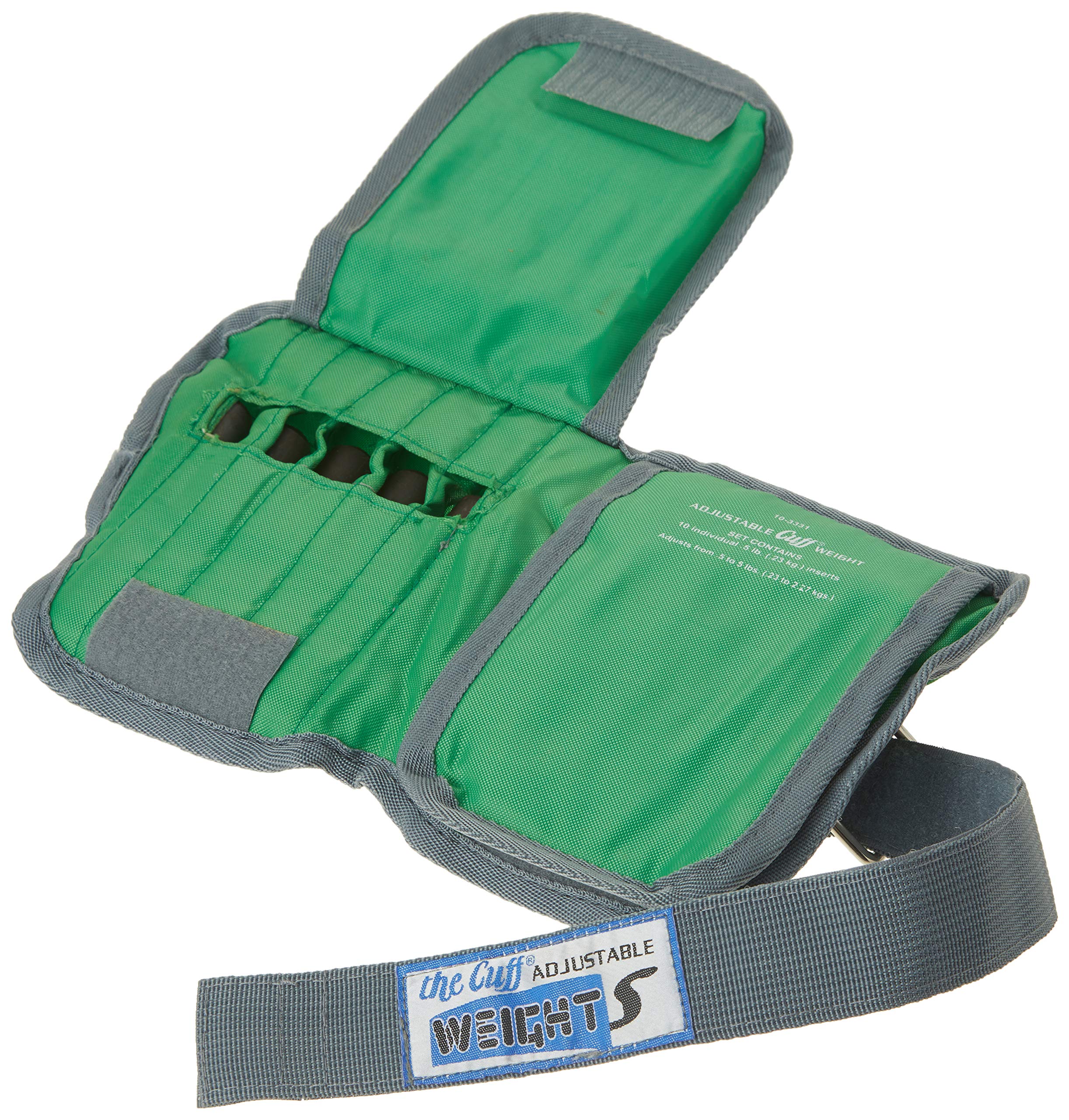 Cando Adjustable Ankle Weight, Green, 5 Pound
