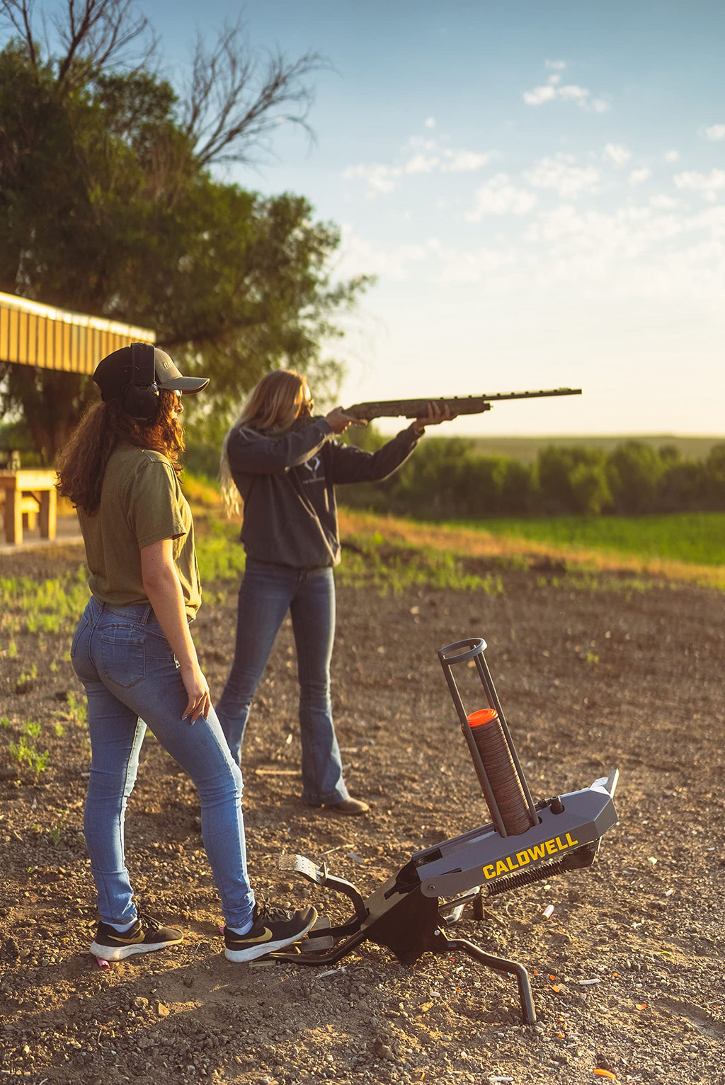 Caldwell Claymore Target Thrower 50 Clay Capacity, 55 Yd Throw with Foot Pedal for Single Person Use - No Electricity Needed