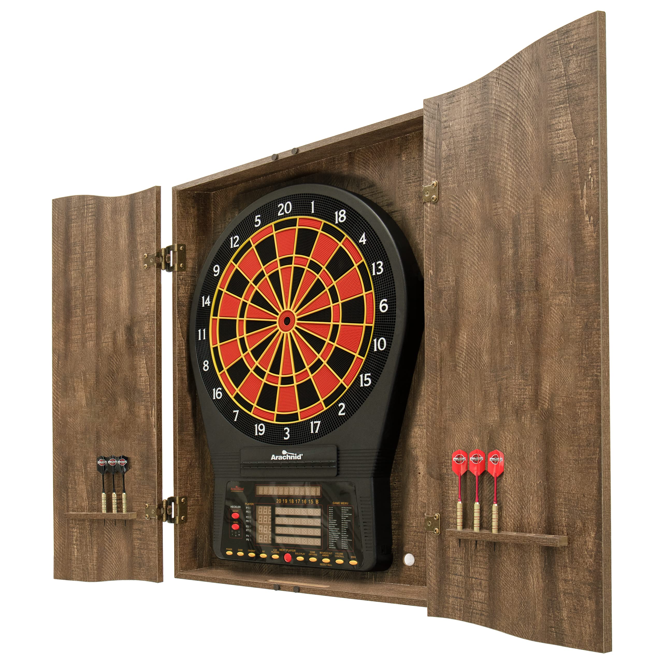Dmi Sports Mi Sports Brown Cricketpro Dartboard Cabinet  Designed For Arachnid 15.5Cricketpro 900, 800, 750, 650 Electronic Dart