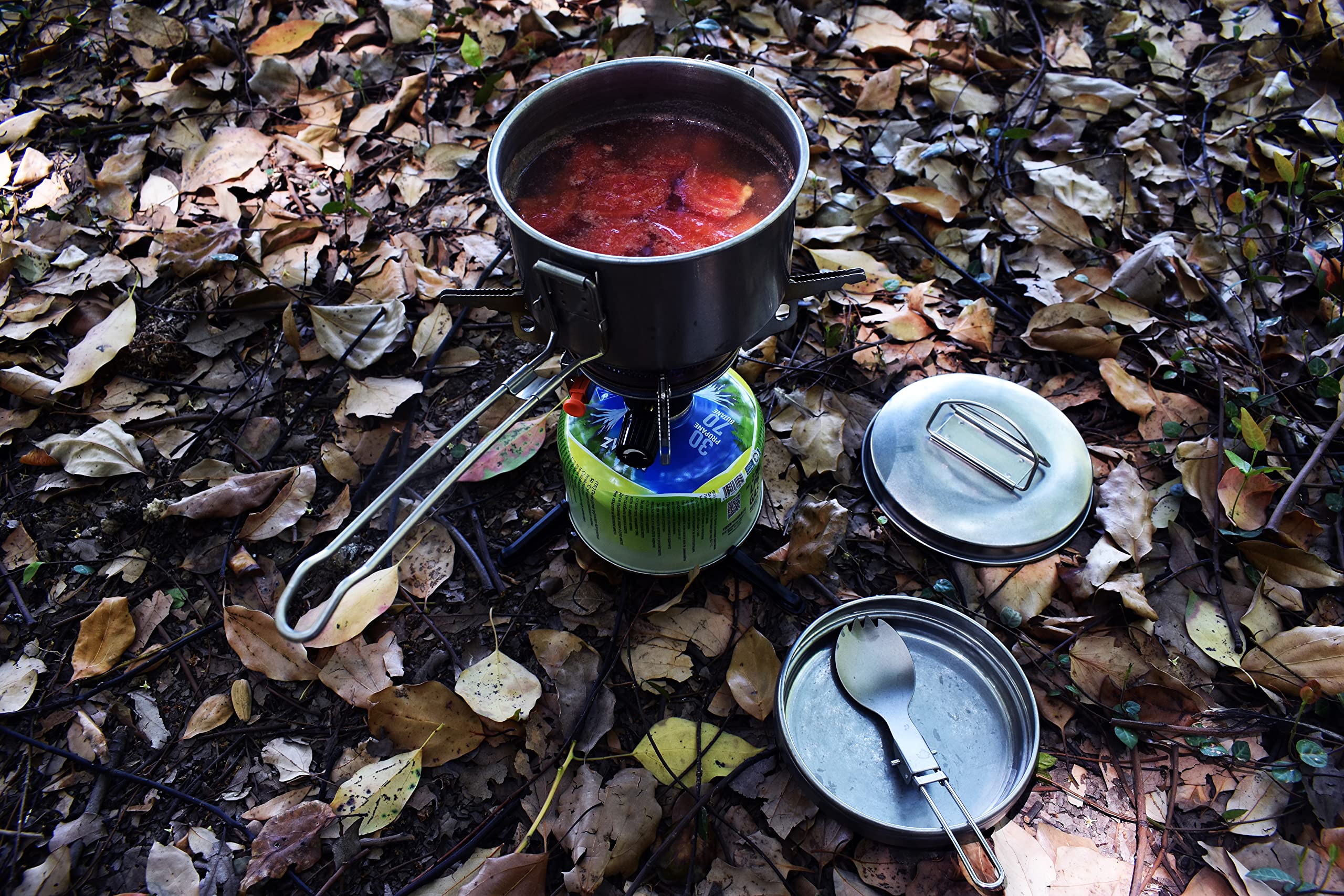Dzrzvd Windproof Portable Backpacking Stove Burner With Piezo Ignition,Stove Adapter,Plastic Storage Box,Lightweight,Propane But