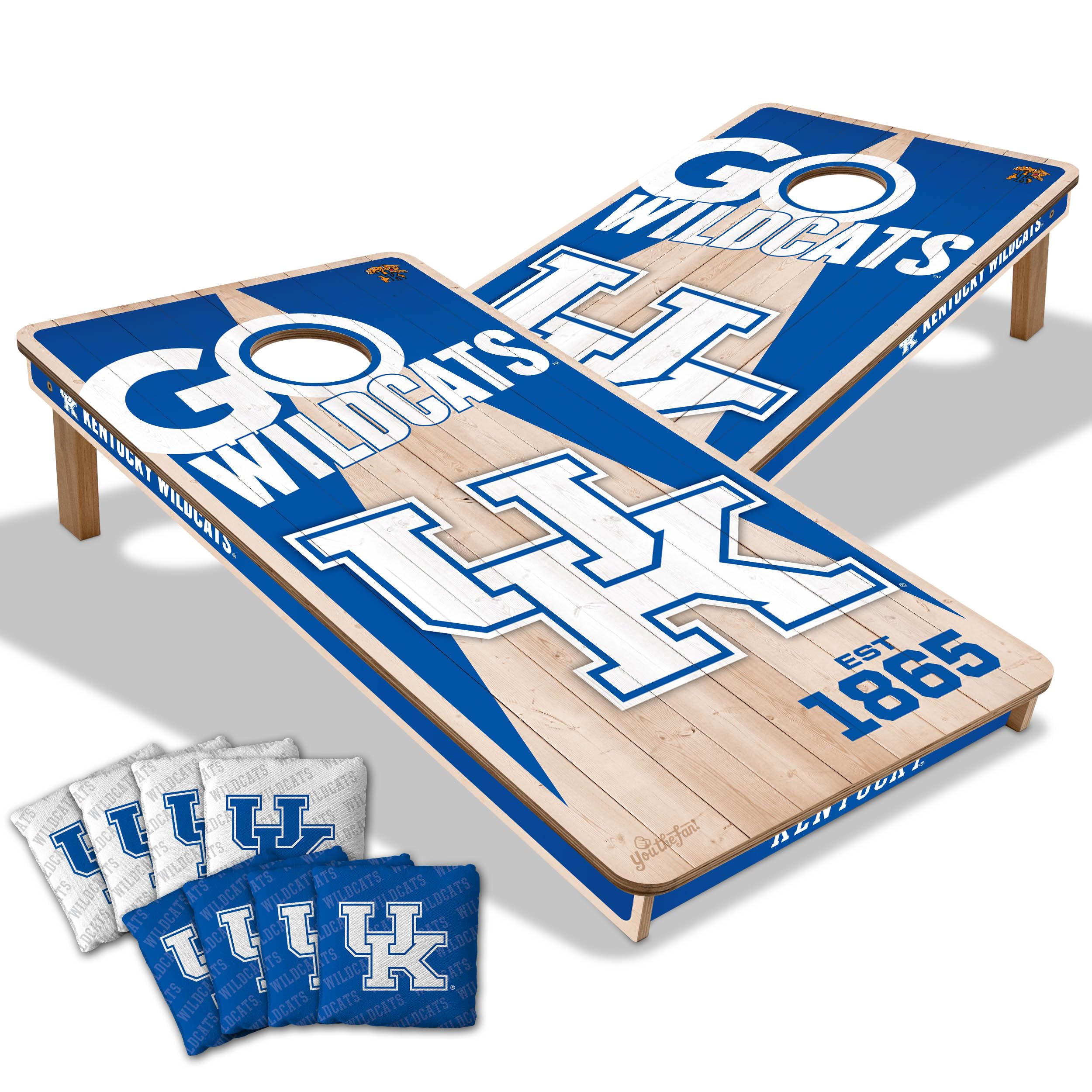YouTheFan NCAA Kentucky Wildcats 2 x 4 Professional Wood Cornhole Game with Logo Bags