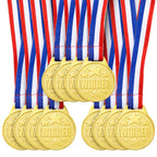 Juvale 12 Pack Gold Winning Participation Medal Awards For Contests With Neck Ribbon For Sports, Competitions, Tournaments, Spel
