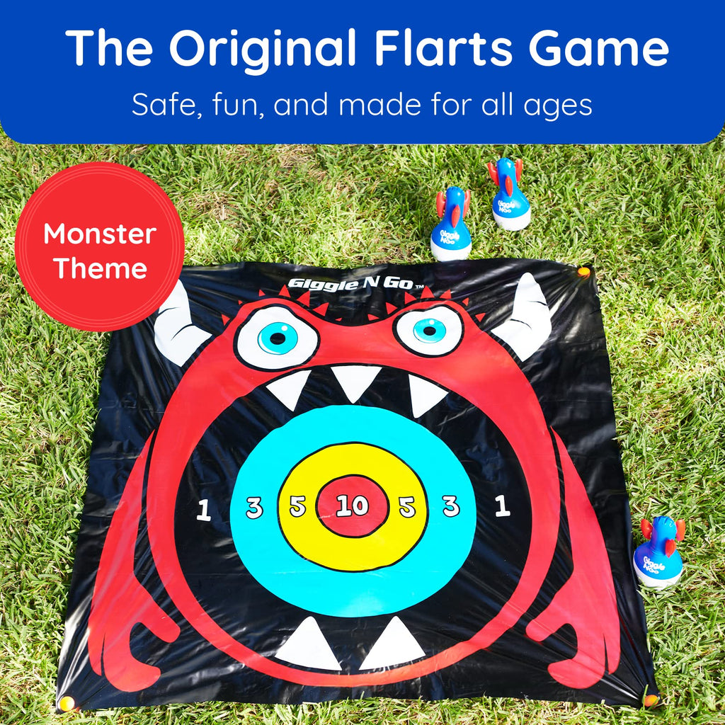 Giggle N Go Outdoor Games For Kids, Adults & Family - The Original Flarts Floor And Yard Darts Game With Inflatable Pins, Lawn P
