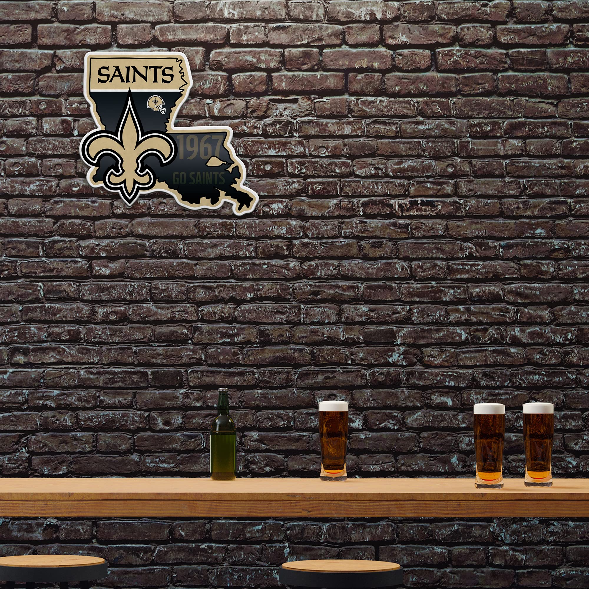 Rico Industries Nfl Football New Orleans Saints State Shape Shape Cut Pennant - Home And Living Room D  Cor - Soft Felt Ez To Ha