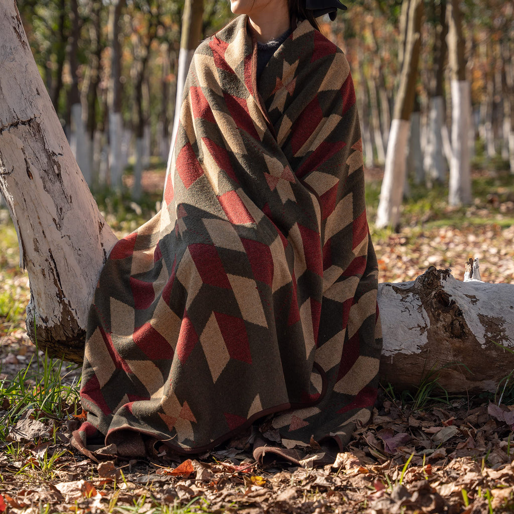 Putian Merino Wool Blanket - 87'' X 63'' Great For Bed, Couch, Camping, Outdoors, Travel & Emergency -Large Warm Soft Washable W