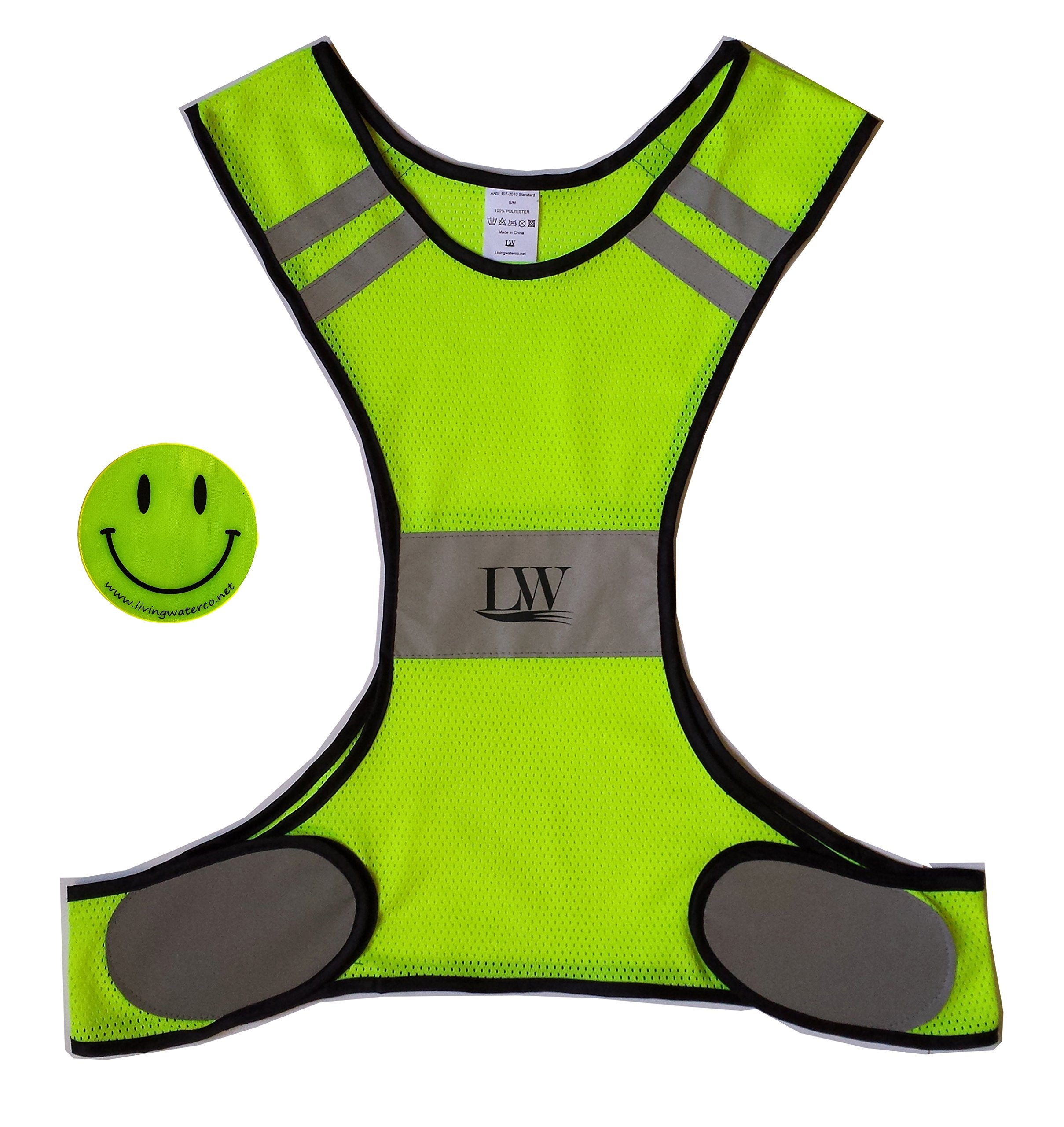 LW Reflective Running Vest Biking Cycling Walking Yellow Safety (L/XL)