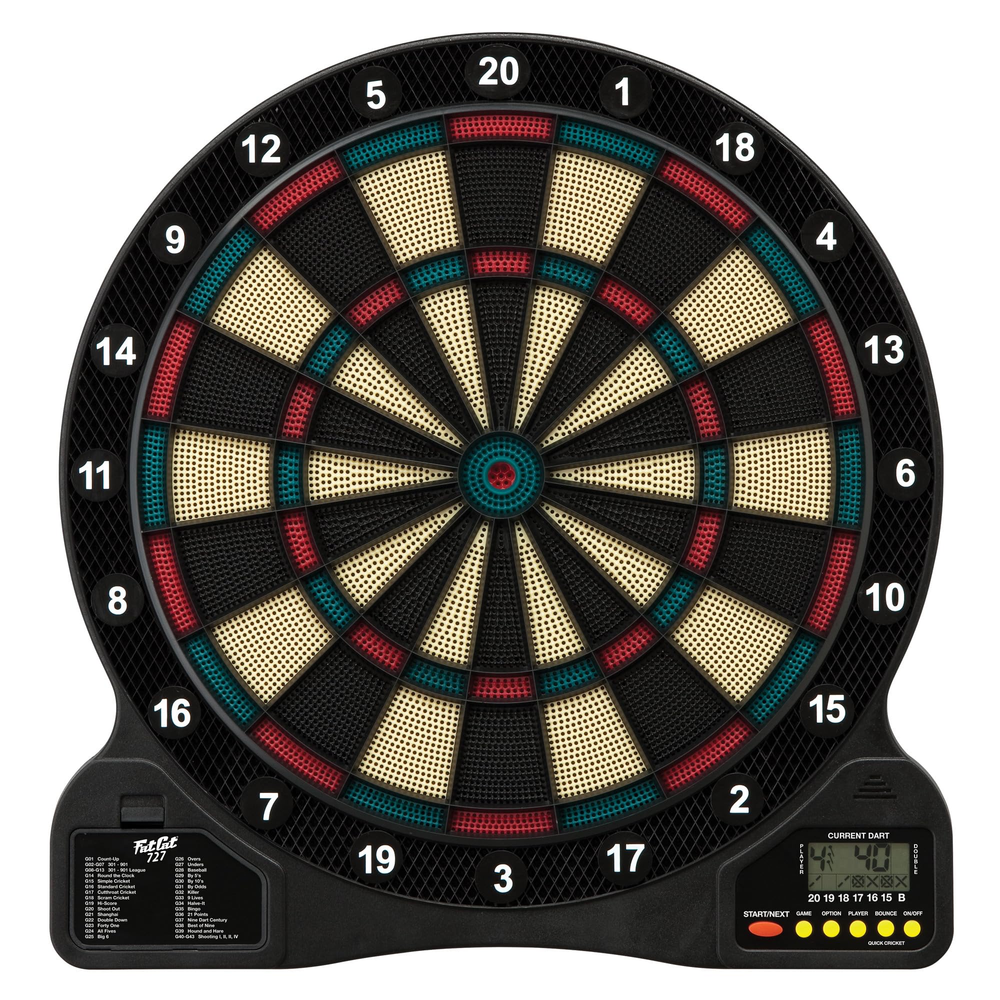 Fat Cat By Gld Products 727 Electronic Dartboard Value Size Over 15 Games And 132 Options Auto-Scoring Compact Display With Miss