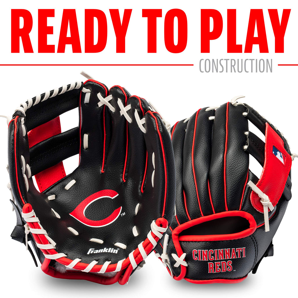 Franklin Sports Mlb Youth Teeball Glove And Ball Set - Kids Cincinnati Reds Baseball And Teeball Glove And Ball - Perfect First