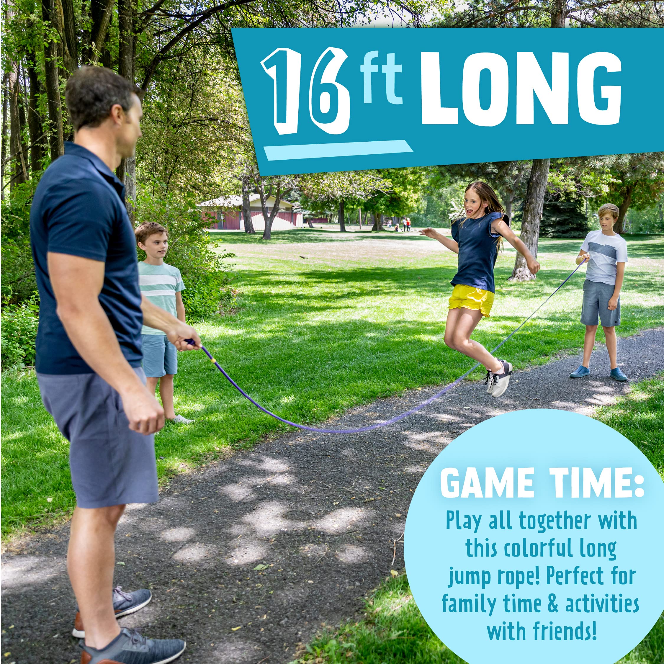 Just Jump It Blue Confetti 16' Jump Rope - Double Dutch Jump Rope - Agility Play