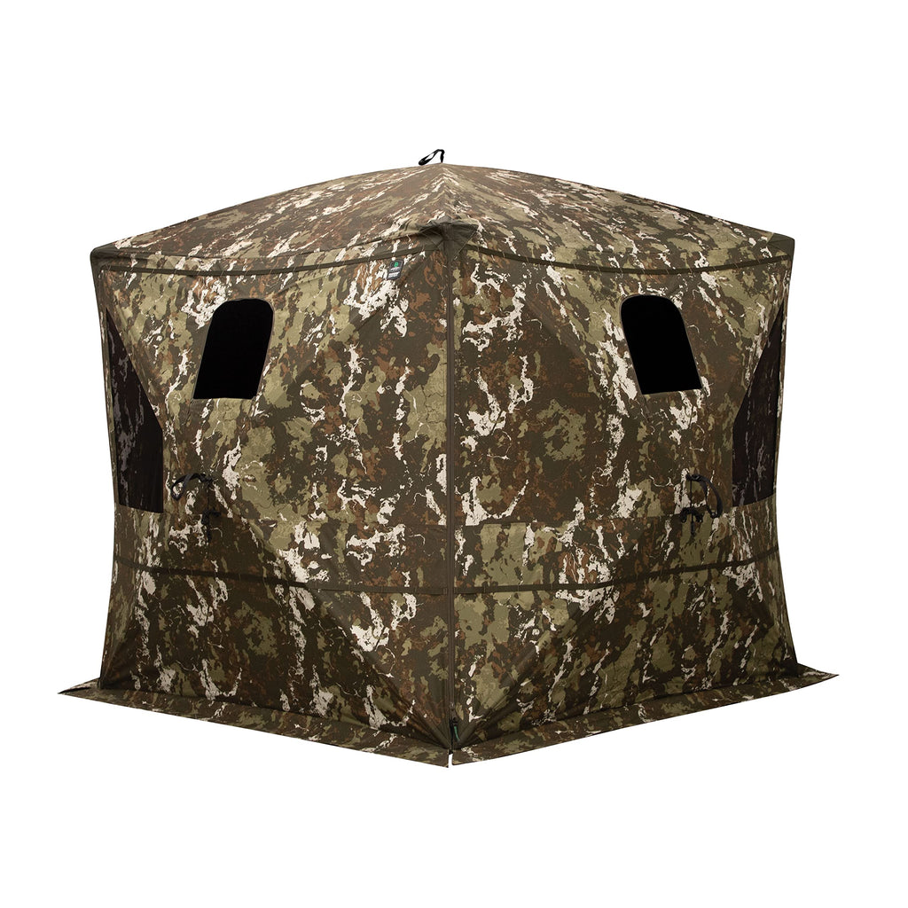 Barronett Blinds Pentagon Heavy-Duty, Portable Hunting Blind, 5-Sided Hub Blind, 600 Denier Fabric, Low Profile Windows, 4-Perso