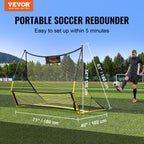 Vevor Soccer Trainer, 2-In-1 Portable Soccer Rebounder Net, 71''X40'' Iron Soccer Practice Equipment, Sports Football Rebounder