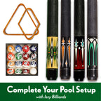 Iszy Billiards Pool Cue Rack - Billiard Pool Stick And Ball Holder Only - 100% Wood Wall Mount Holds 6 Cues And 16 Balls - Pool