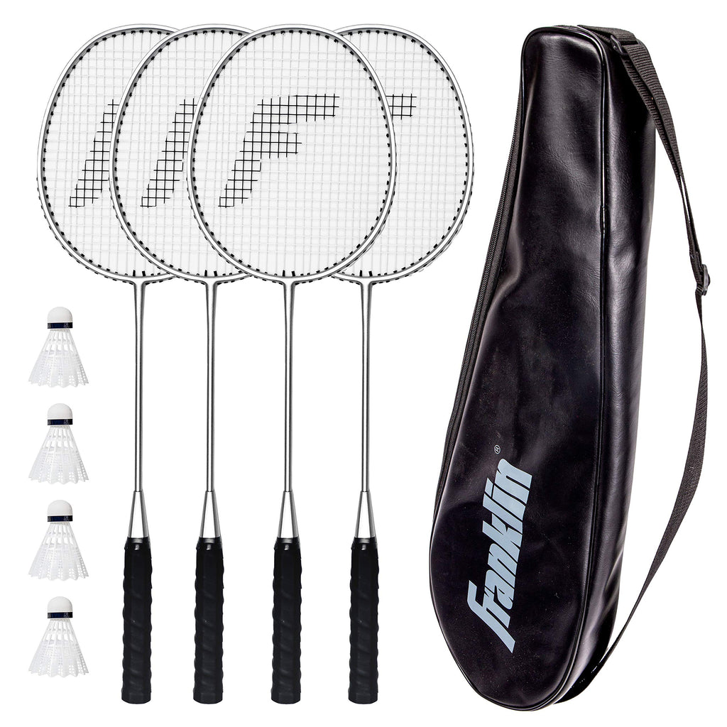 Franklin Sports Badminton Racket And Shuttlecock Set - Includes (4) Rackets, (4) Shuttlecocks With Carry Bag