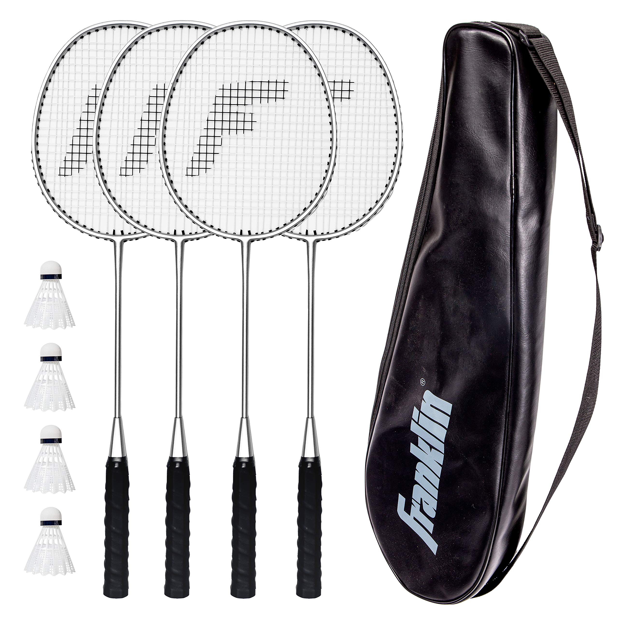 Franklin Sports Badminton Racket And Shuttlecock Set - Includes (4) Rackets, (4) Shuttlecocks With Carry Bag