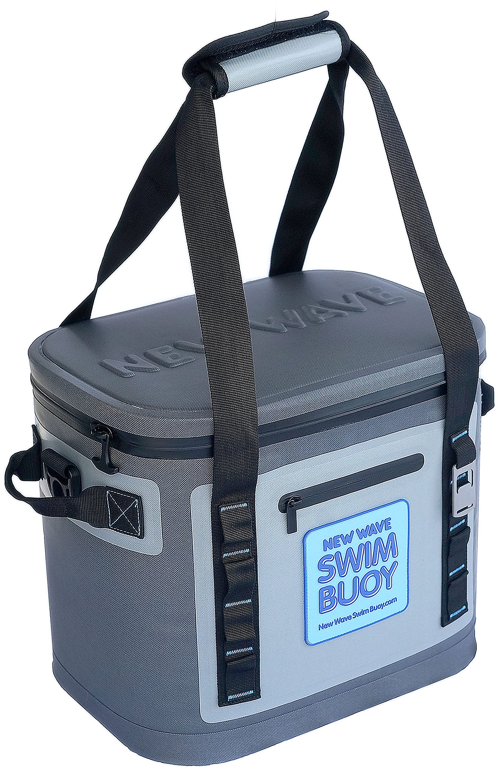 New Wave Swim Buoy 20 Can Soft Cooler Bag, Gray, Vinyl, Leakproof, Insulated, Overbuilt