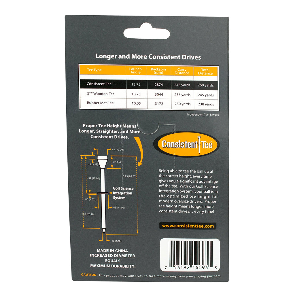 Proactive Sports Consistent Tee 3 1/4'' Pack Of 10 Durable, Biodegradable Tees For Perfect Height And Position (Orange)