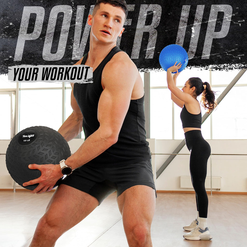 Yes4All 20 Lbs Slam Ball For Strength Workout - Slam Medicine Ball (20 Lbs, Black)