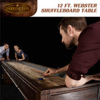 Barrington Billiards 12' Webster Shuffleboard Table With Scratch-Resistant Playfield And 8 Puck Set