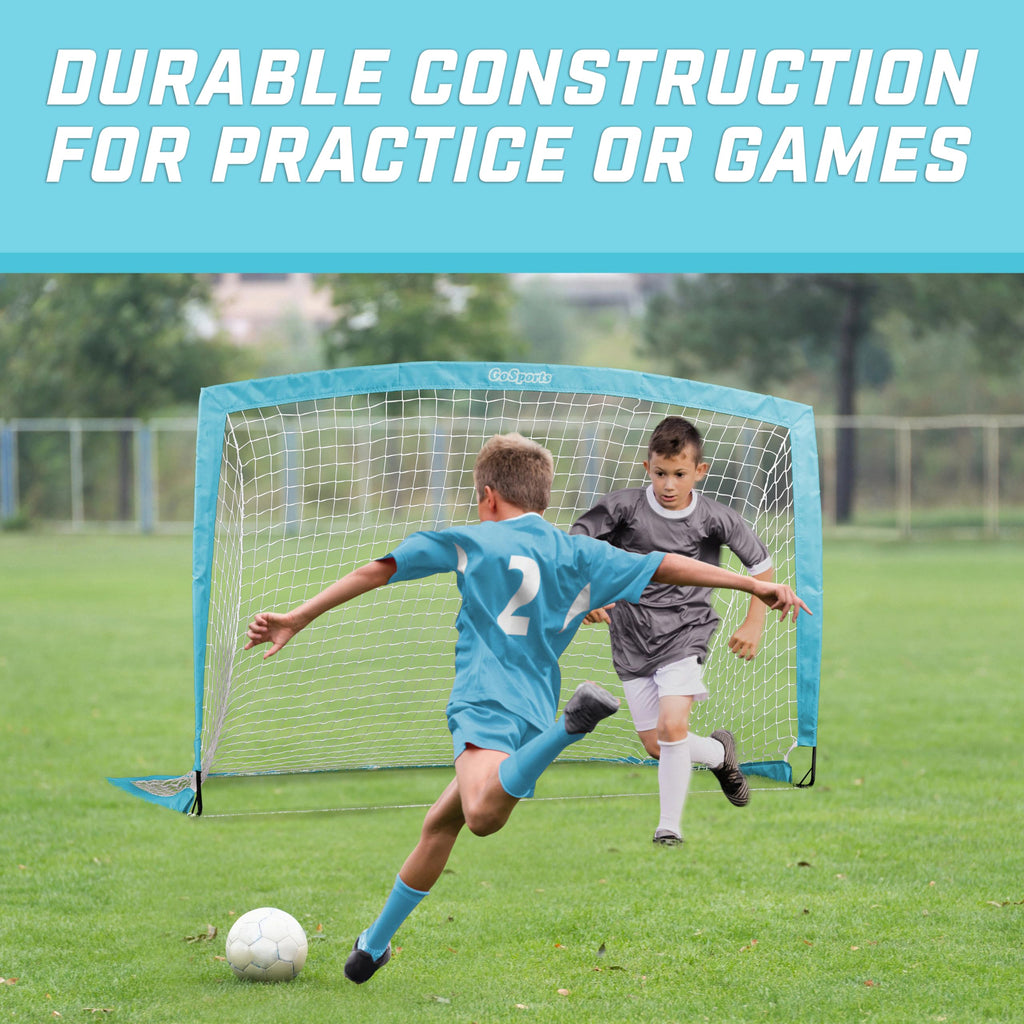 Gosports Team Tone 6 Ft X 4 Ft Portable Soccer Goal For Kids - Pop Up Net For Backyard - Light Blue
