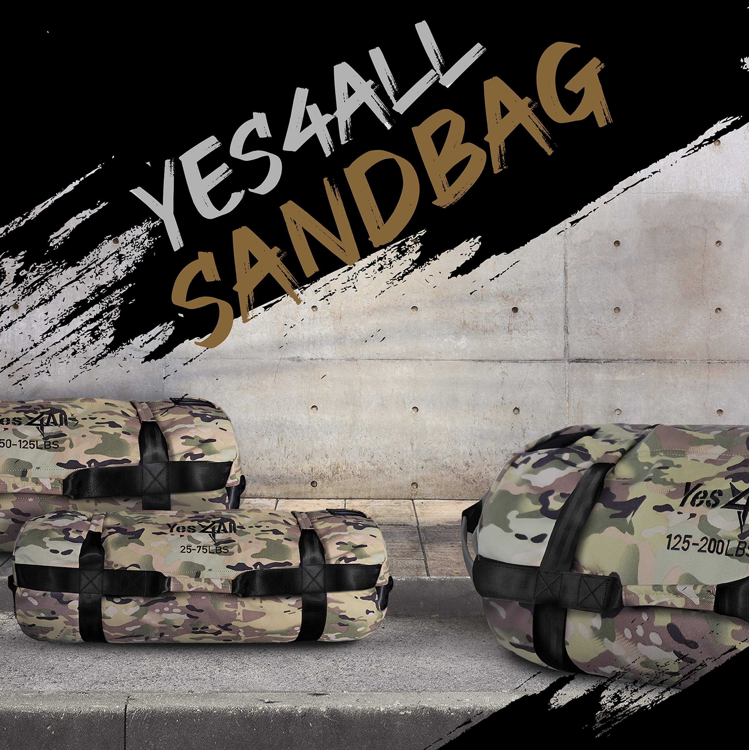 Yes4All Workout Sandbags, Heavy Duty Sandbags For Fitness, Conditioning, Mma & Combat Sports - Camouflage - L