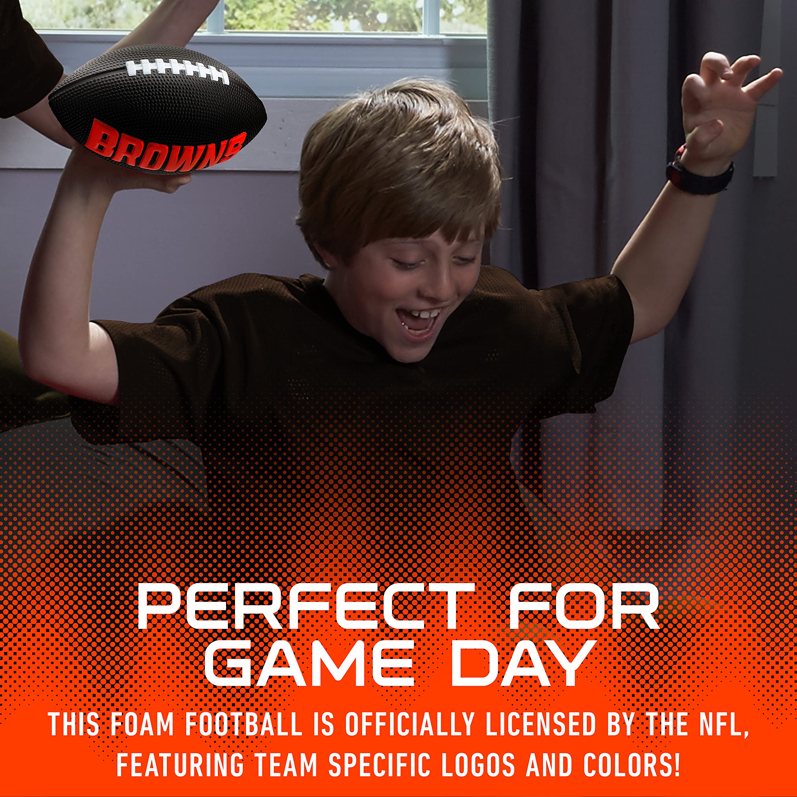 Franklin Sports Nfl Cleveland Browns Football - Kids Foam Football - Soft Football - Mini Size - Perfect For Gameday - 8.5'' 3D