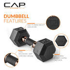 Cap Barbell 150 Lb Coated Hex Dumbbell With Copper Handle Weight Set And Vertical Rack