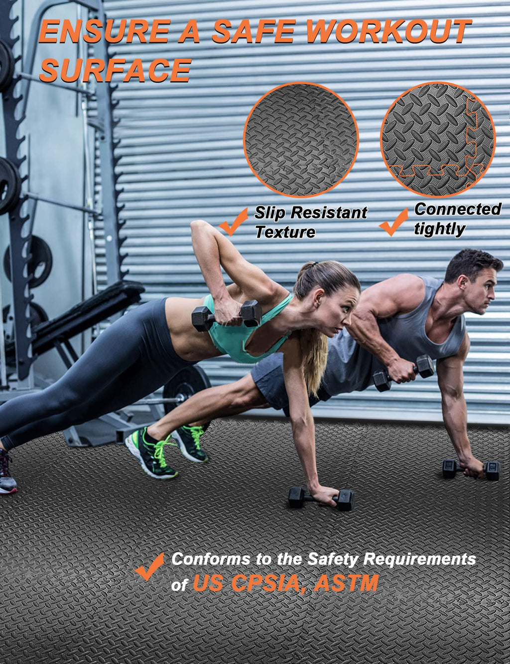Innhom Gym Flooring Mats Exercise Mat For Floor Workout Foam Tiles Home Equipment Garage, 6 Black And Gray
