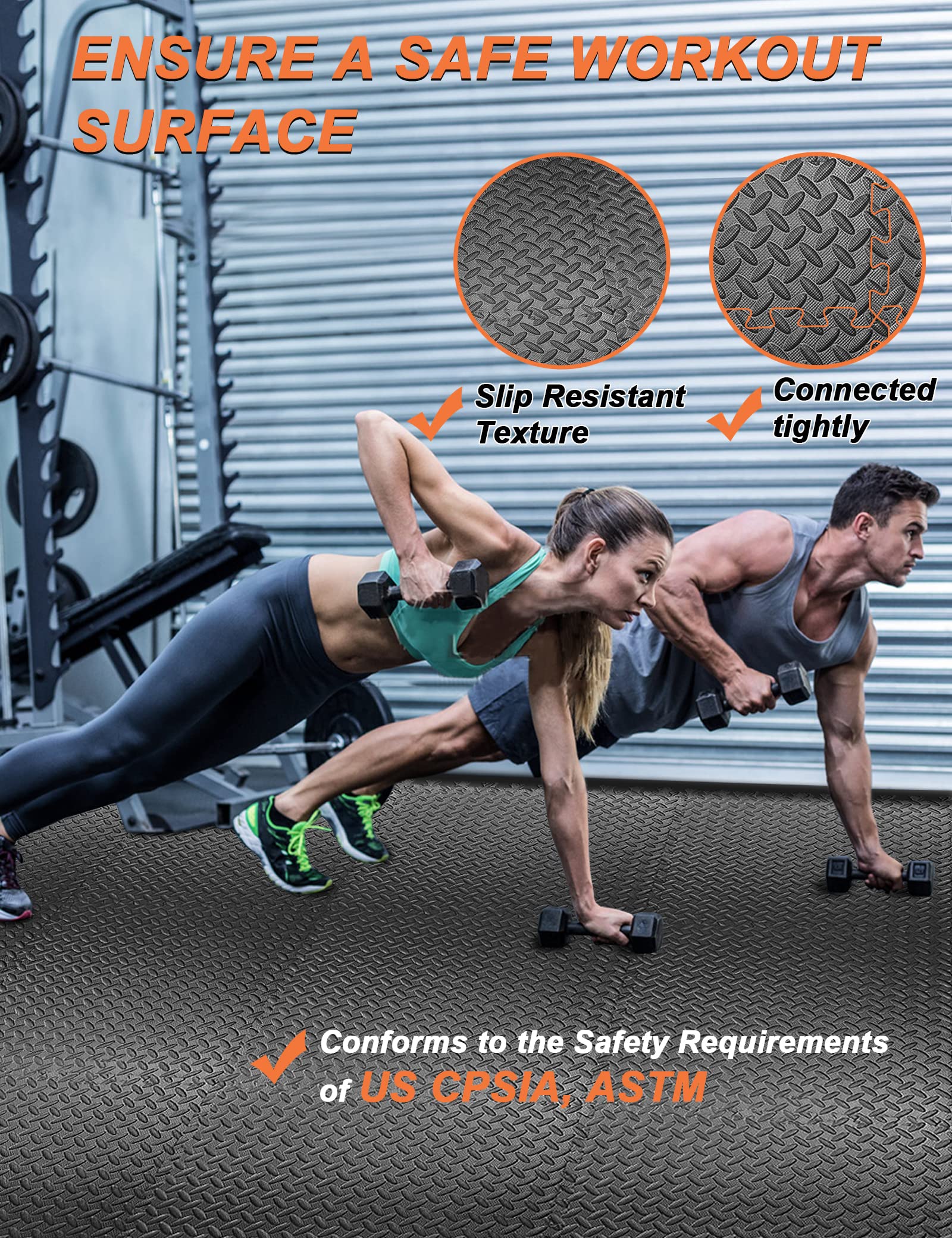 Innhom Gym Flooring Gym Mats Exercise Mat For Floor Workout Mat Foam Floor Tiles For Home Gym Equipment Garage, 24 Pieces Black