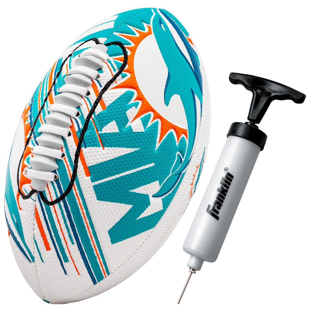 Franklin Sports Nfl Miami Dolphins Football - Youth Mini Football - 8.5'' Junior Size Ball - Spacelace Easy Grip Texture- Perfec