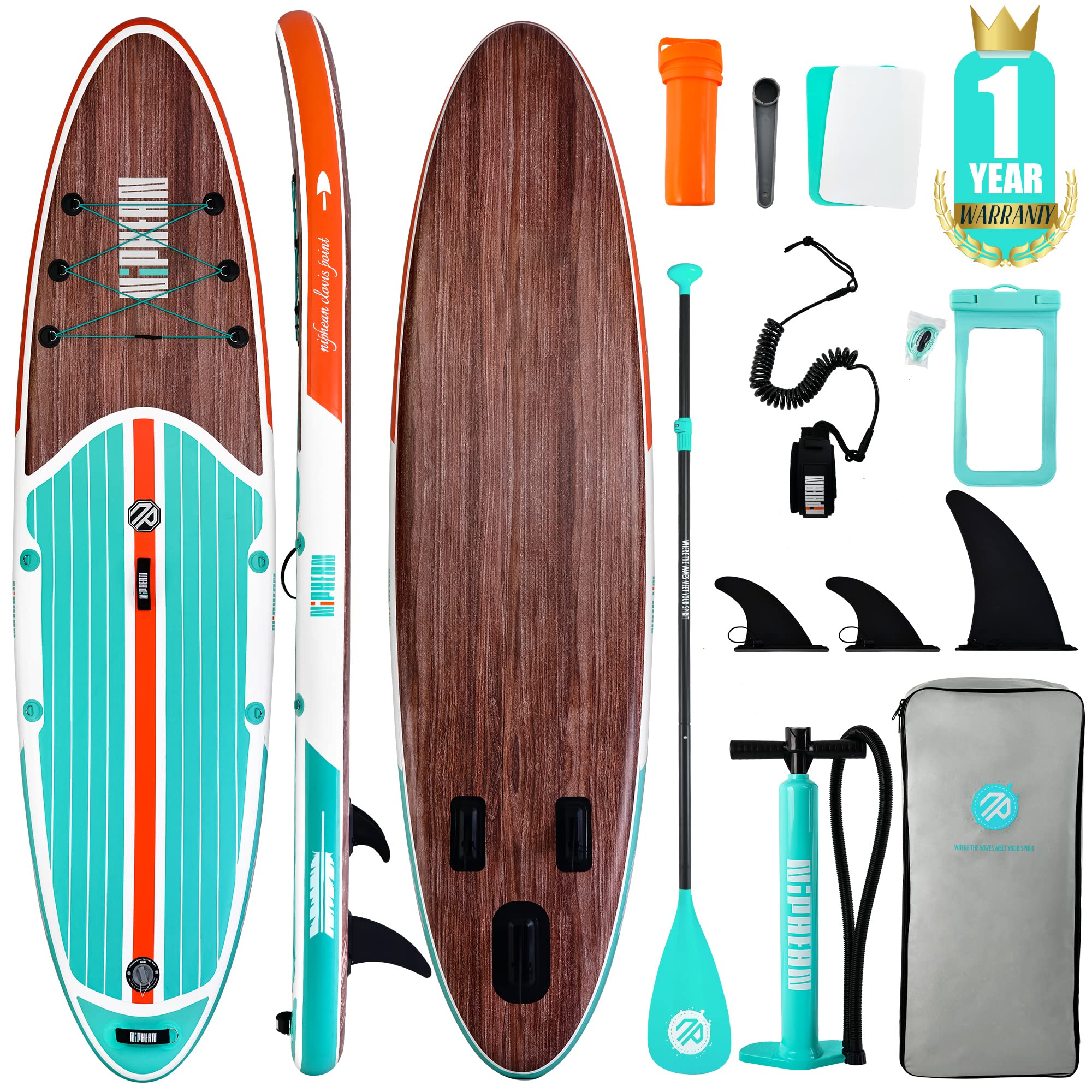 Niphean Inflatable Stand Up Paddle Board With Sup Accessories, Anti-Slip Eva Deck, 10   6       Inflatable Paddle Boards For Sur