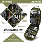 Camp Kitchen Cooking Utensil Set Travel Organizer Grill Accessories Portable Compact Gear For Backpacking Bbq Camping Hiking Tra