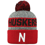 Top Of The World Ncaa Arctic Striped Cuffed Knit Pom Beanie Hat-Nebraska Cornhuskers