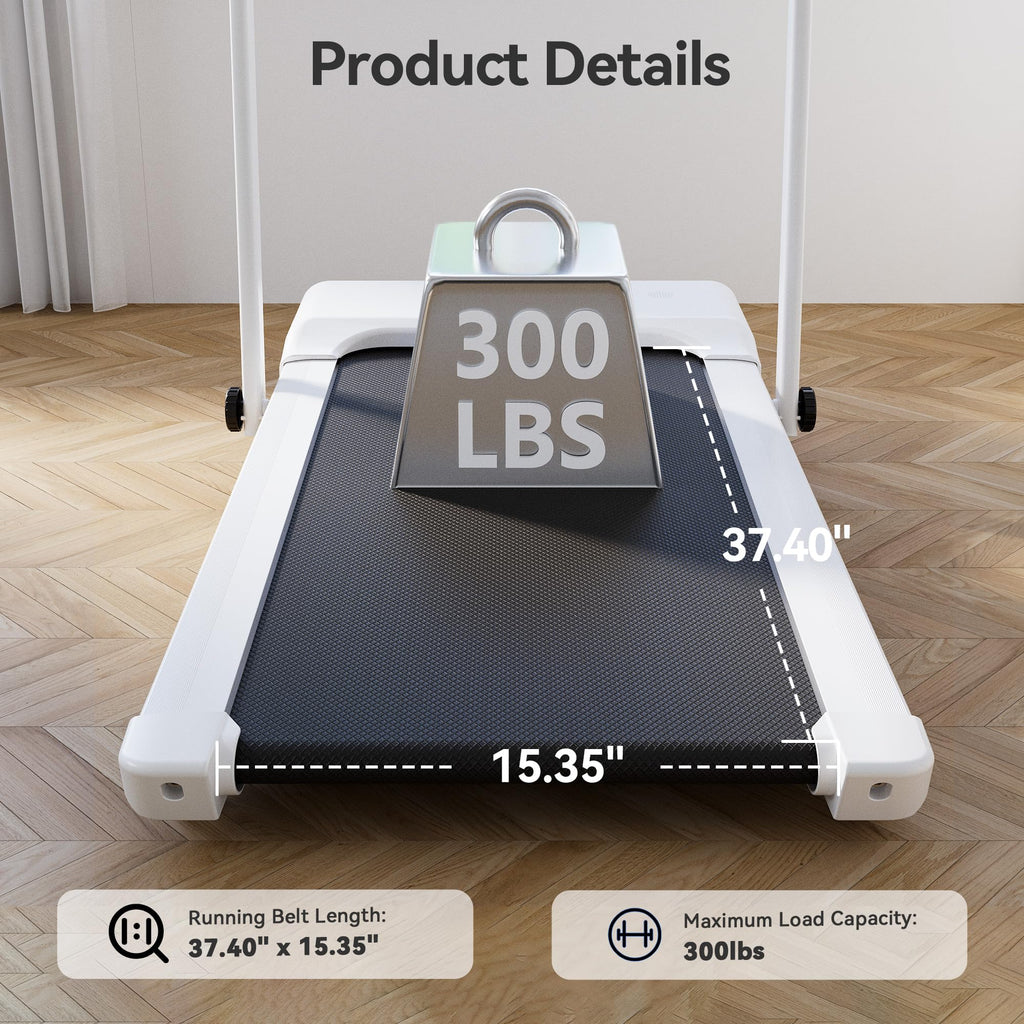 Walking Pad Treadmill With Handle Bar 3-In-1 Foldable Treadmills For Small Space 300 Lbs Capacity, 3.0Hp Portable Under Desk Tre