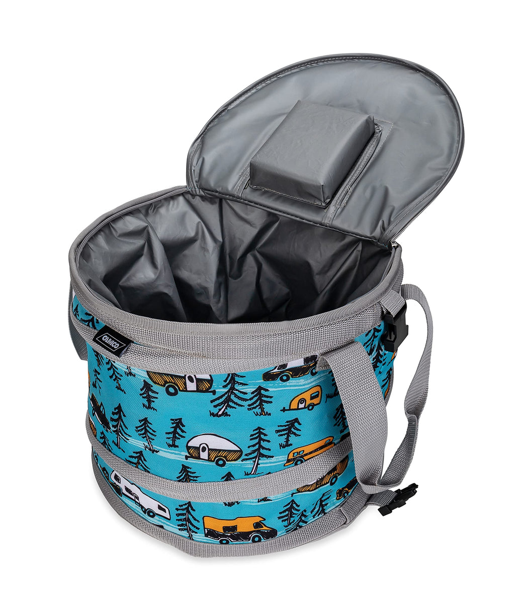 Camco Life Is Better At The Campsite Pop-Up Cooler, Sketch Design  Features A Water-Resistant Interior And Built-In Bottle Opene