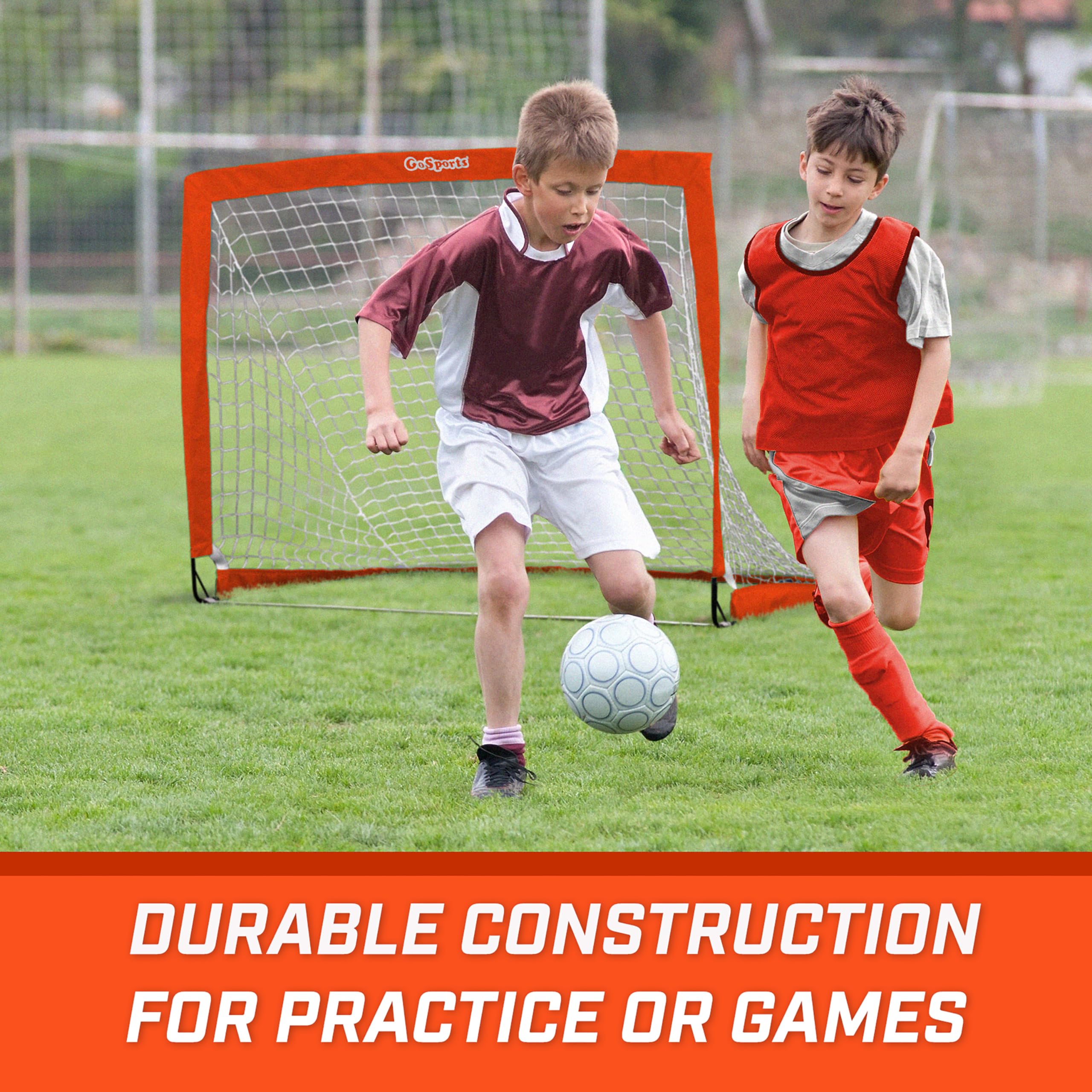 Gosports Team Tone 4 Ft X 3 Ft Portable Soccer Goal For Kids - Pop Up Net For Backyard - Red