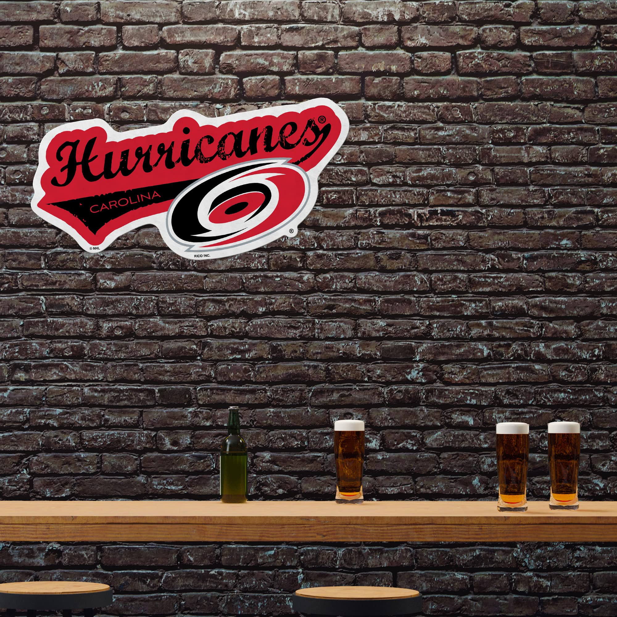 Rico Industries Nhl Carolina Hurricanes Distressed Shape Cut Pennant - Home And Living Room D  Cor - Soft Felt Ez To Hang 18X0.1